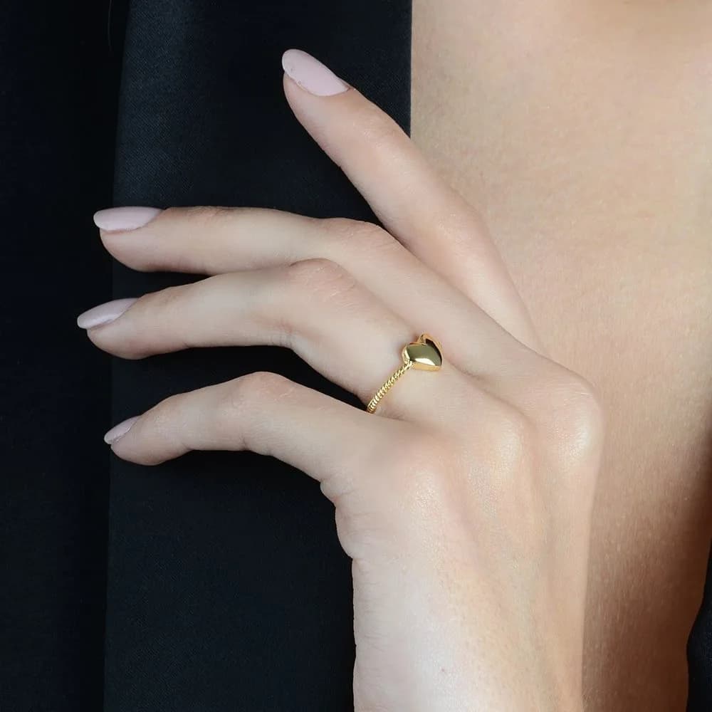 Anel Dourado de Falange Coração · Banhado a Ouro 18k