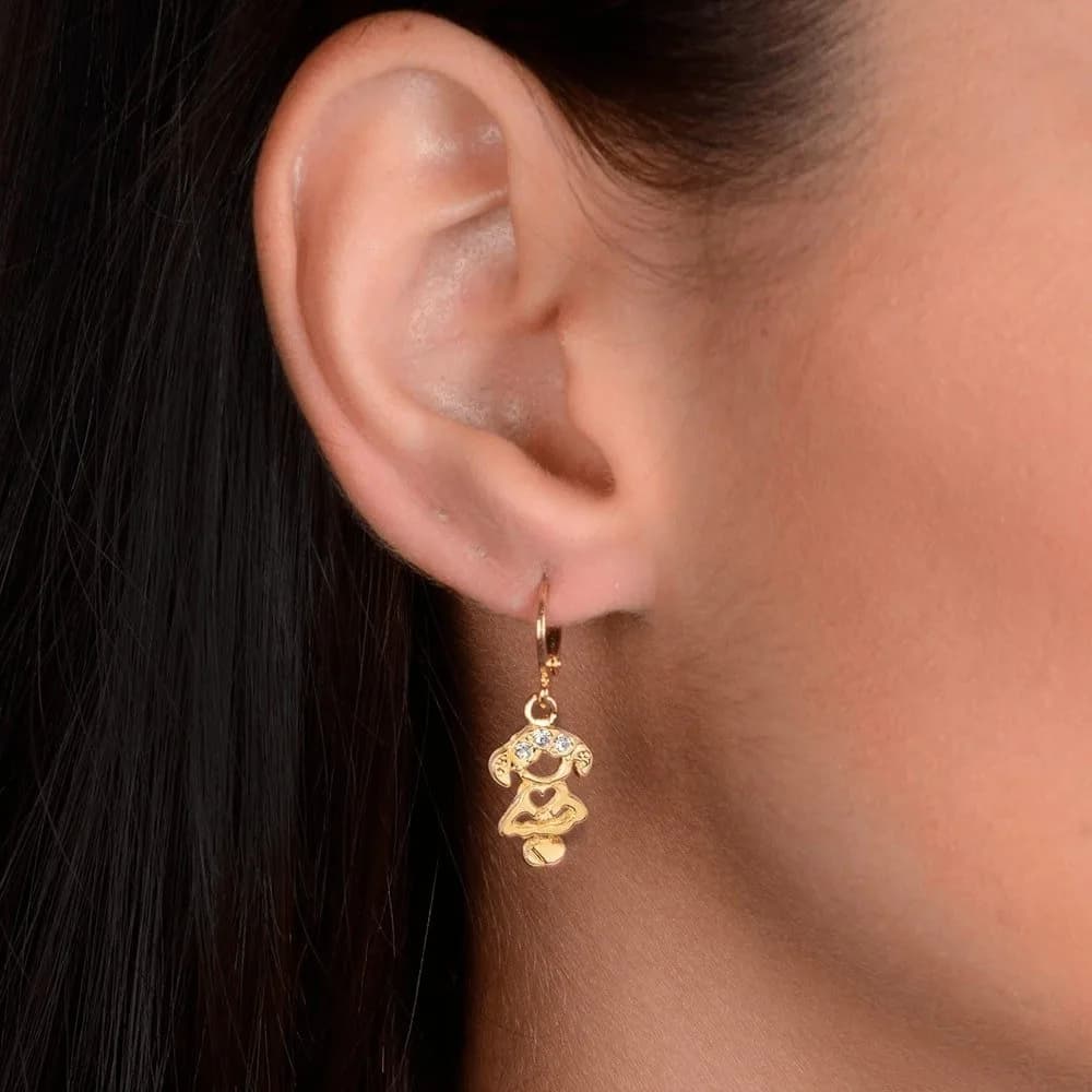 Brinco Dourado de Argolinha Filha Menina Pedras Zircônia · Banhado a Ouro 18k