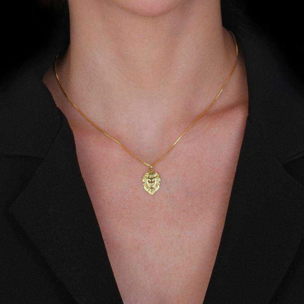 Colar Dourado Pingente Leão · Banhado a Ouro 18k