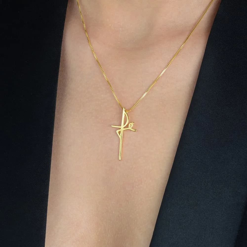 Colar Dourado de Cruz Fé · Banhado a Ouro 18k