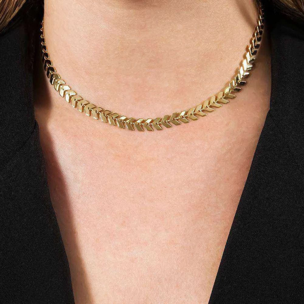 Colar Dourado Chocker de Seta · Banhado a Ouro 18k