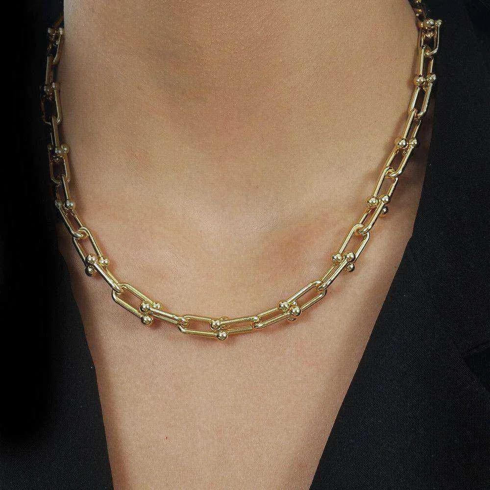 Colar Dourado Chocker Corrente Elos Largos · Banhado a Ouro 18k