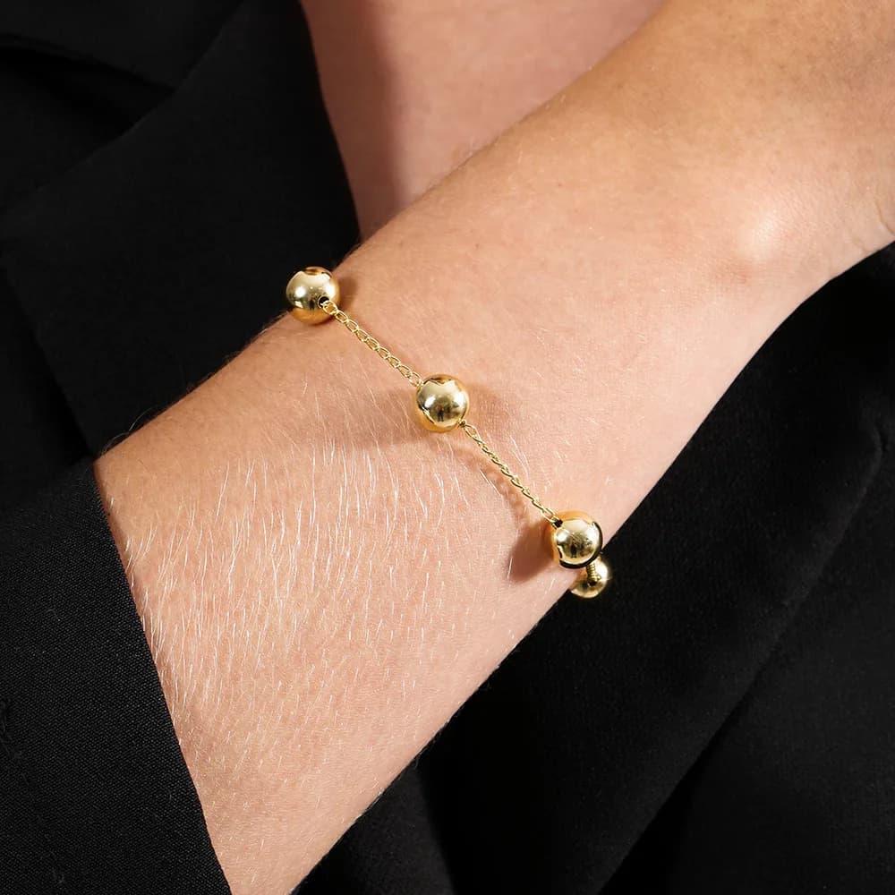 Pulseira Dourada de Bolas Grandes · Banhado a Ouro 18k