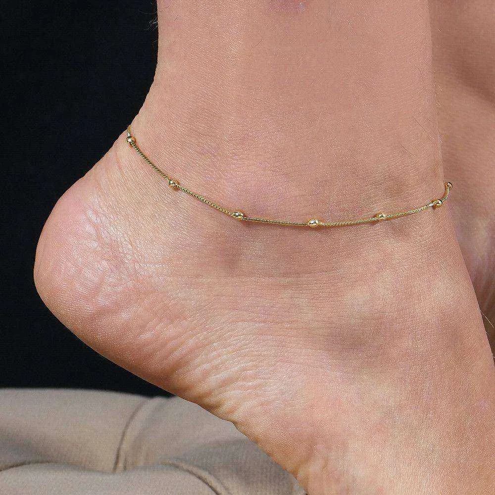 Tornozeleira Dourada de Bolinhas · Banhado a Ouro 18k