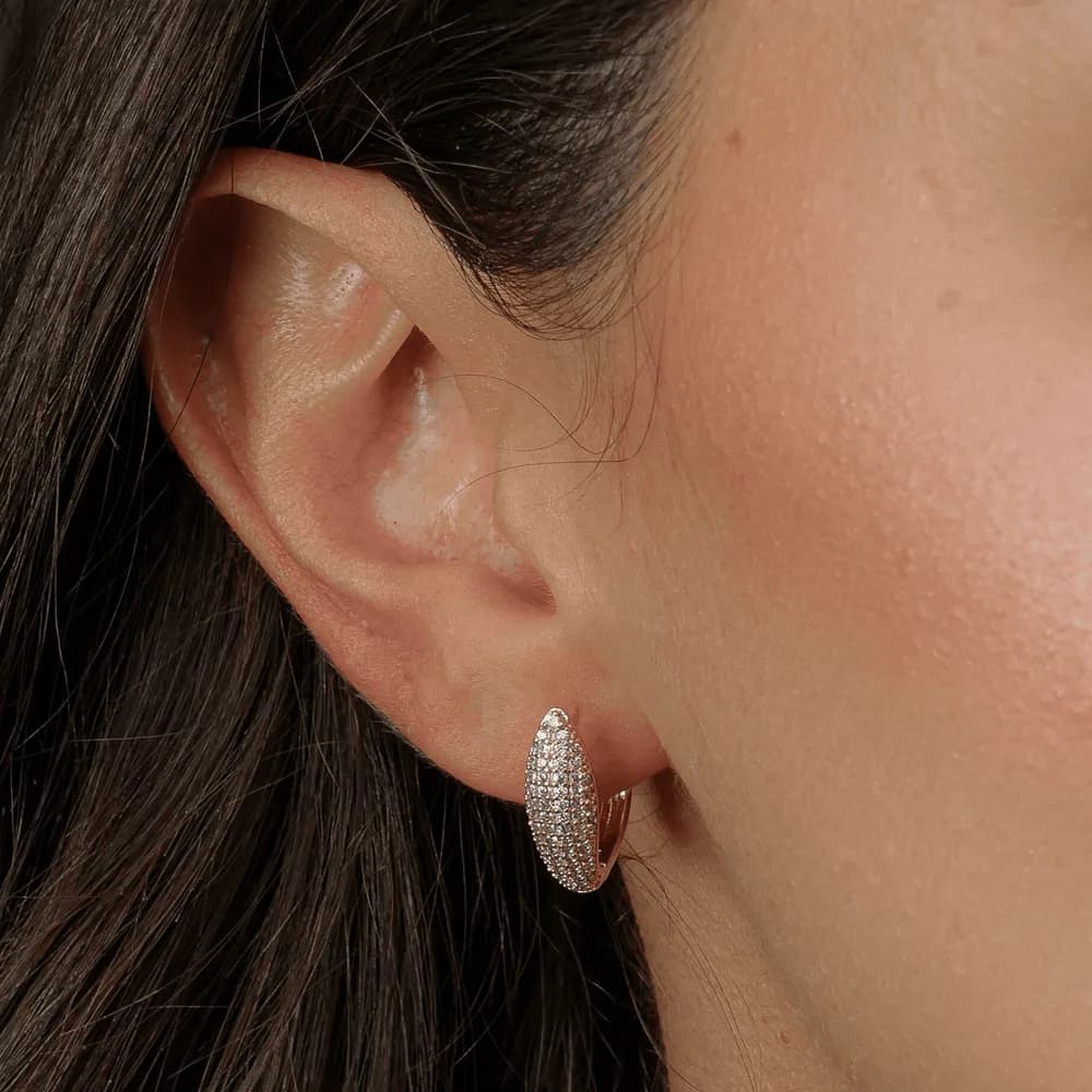 Brinco Dourado de Argolinha Cravejado de Zircônias · Banhado a Ouro 18k